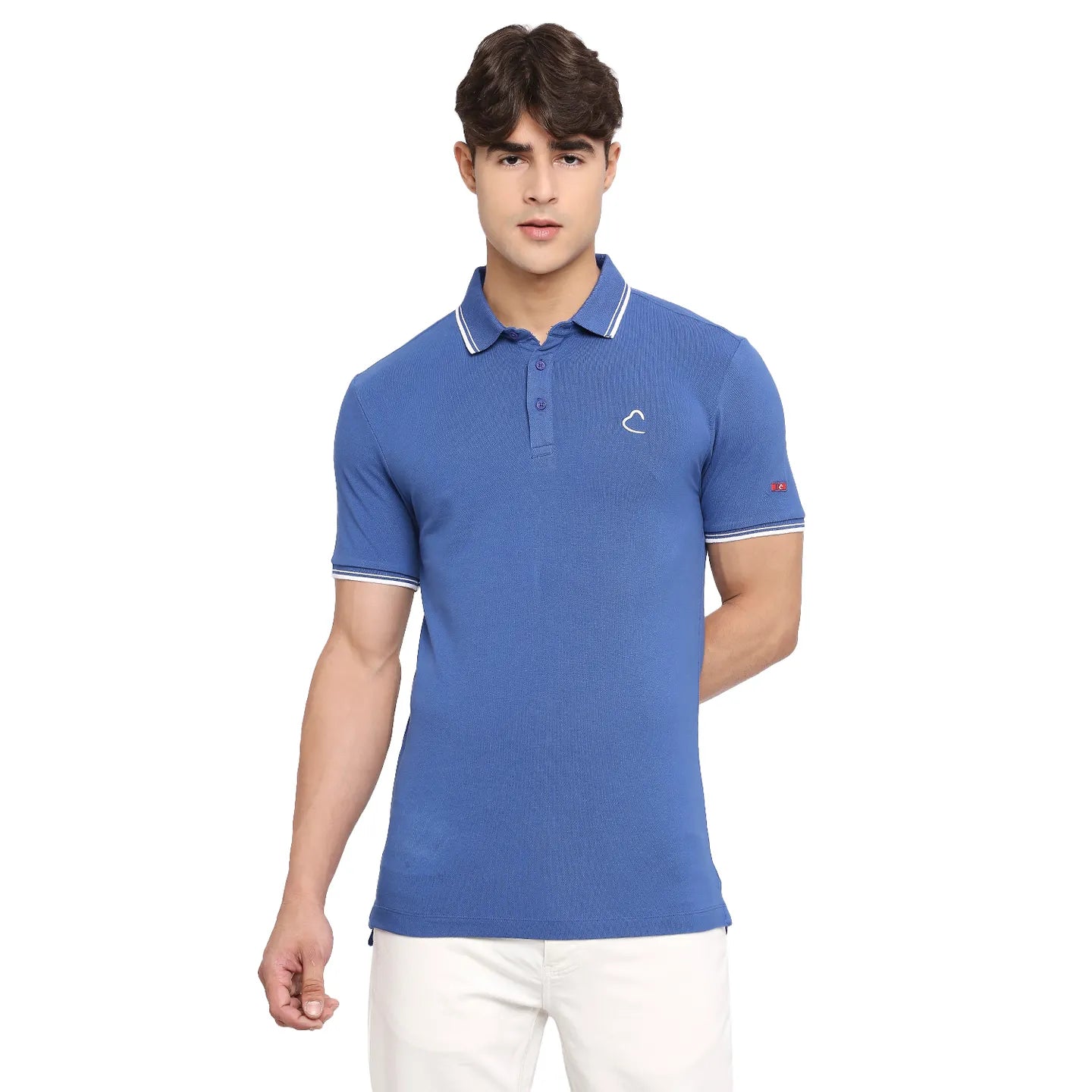 Being Human Clothing Men Regular Fit Polo Neck T-Shirts-True Blue