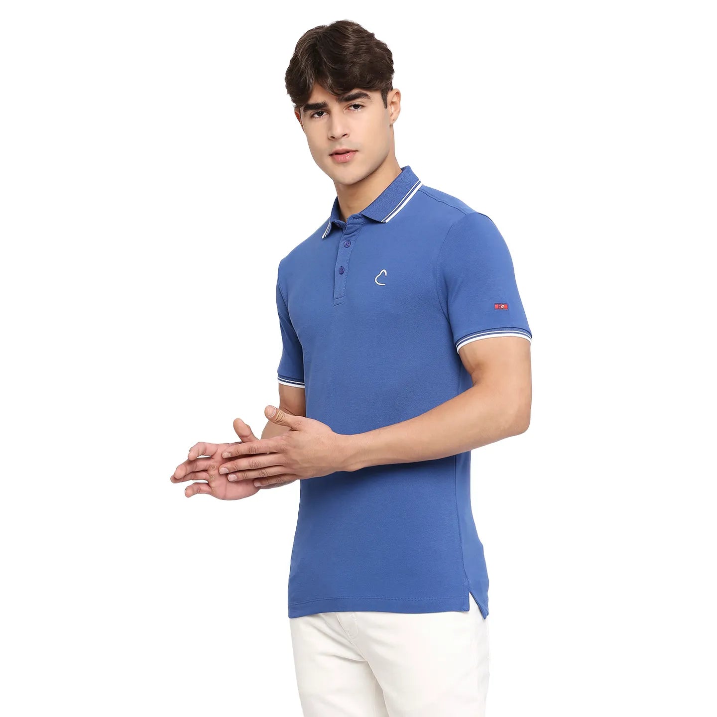 Being Human Clothing Men Regular Fit Polo Neck T-Shirts-True Blue