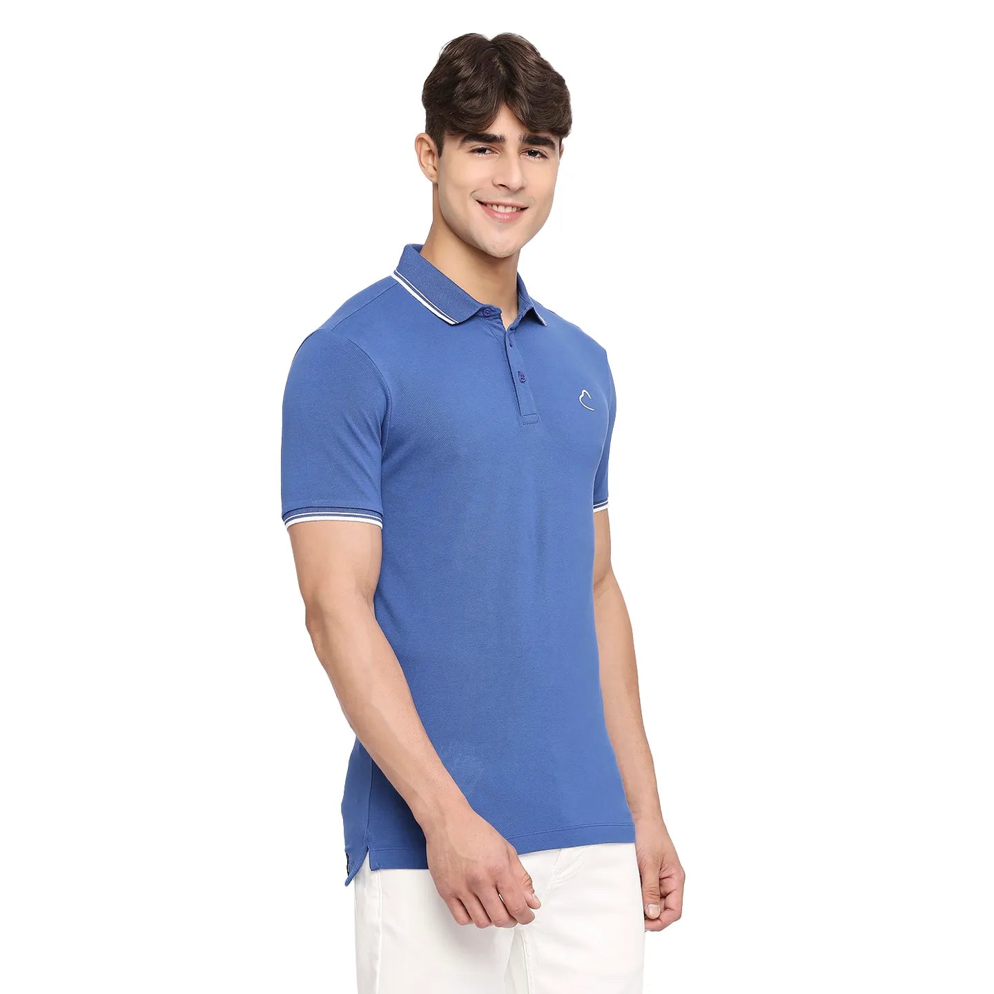 Being Human Clothing Men Regular Fit Polo Neck T-Shirts-True Blue