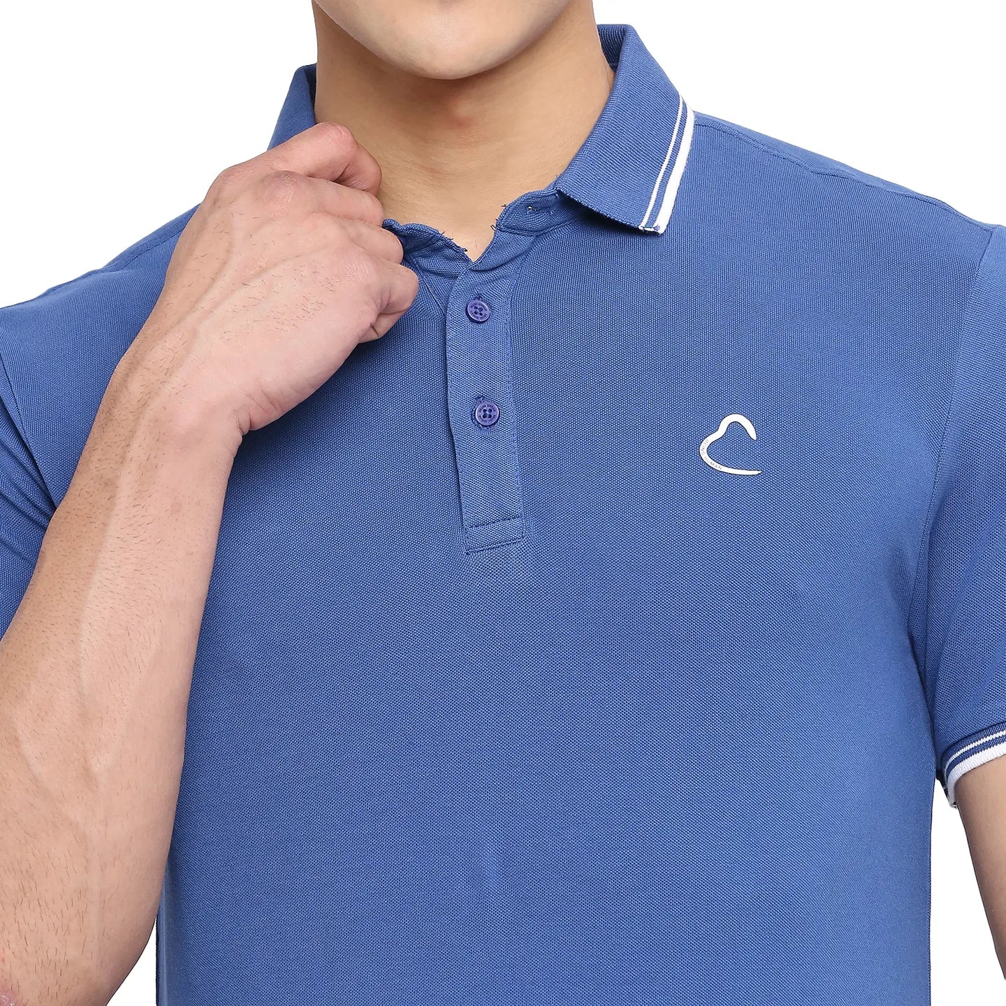 Being Human Clothing Men Regular Fit Polo Neck T-Shirts-True Blue