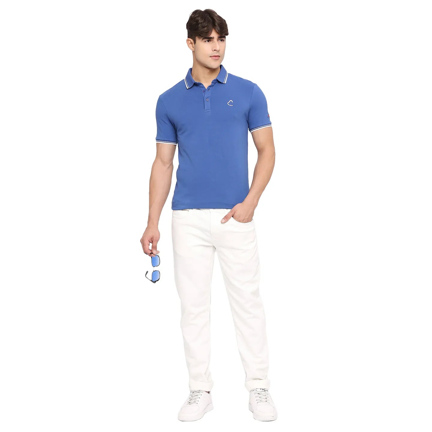 Being Human Clothing Men Regular Fit Polo Neck T-Shirts-True Blue