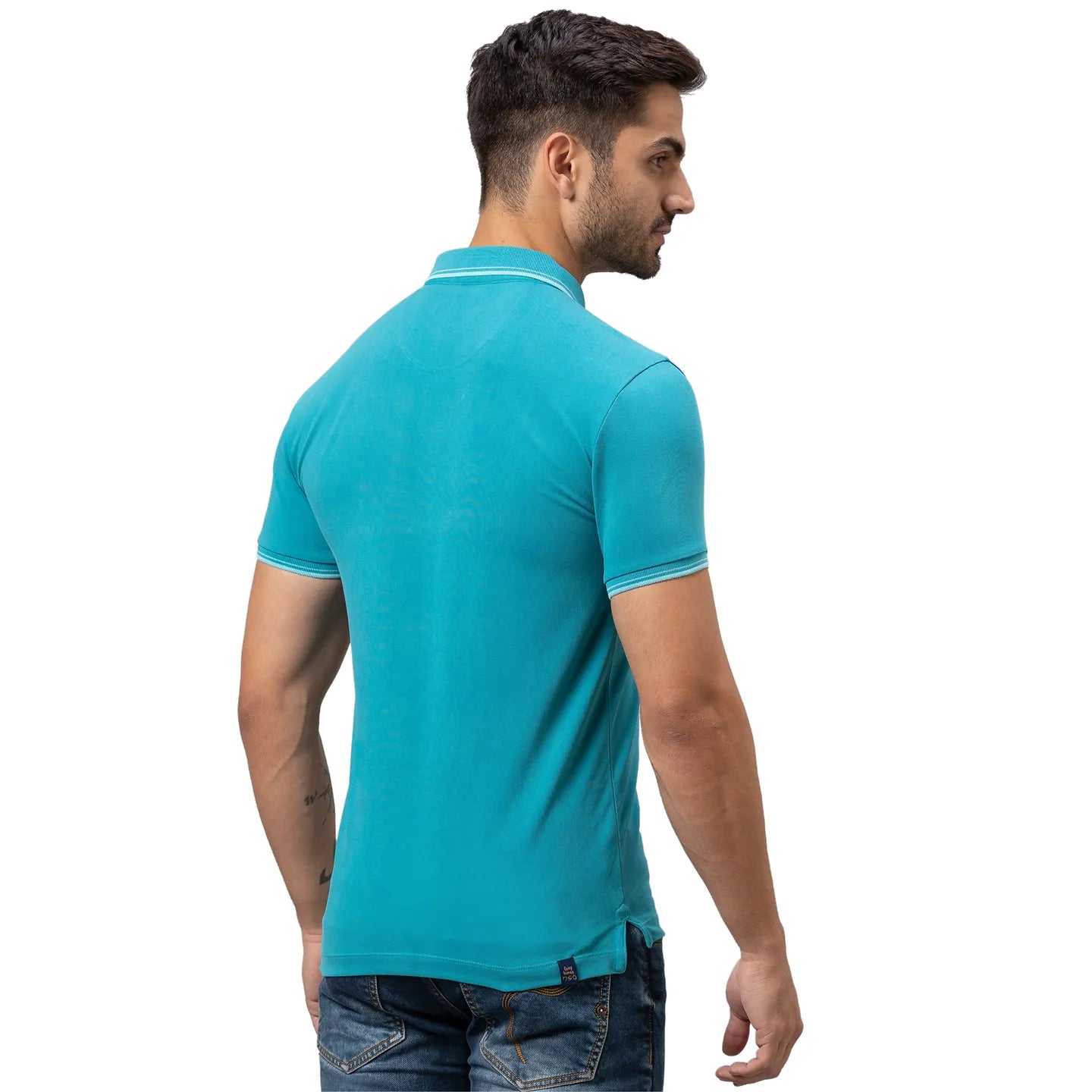 Being Human Clothing Men Regular Fit Polo Neck T-Shirts-Turquoise