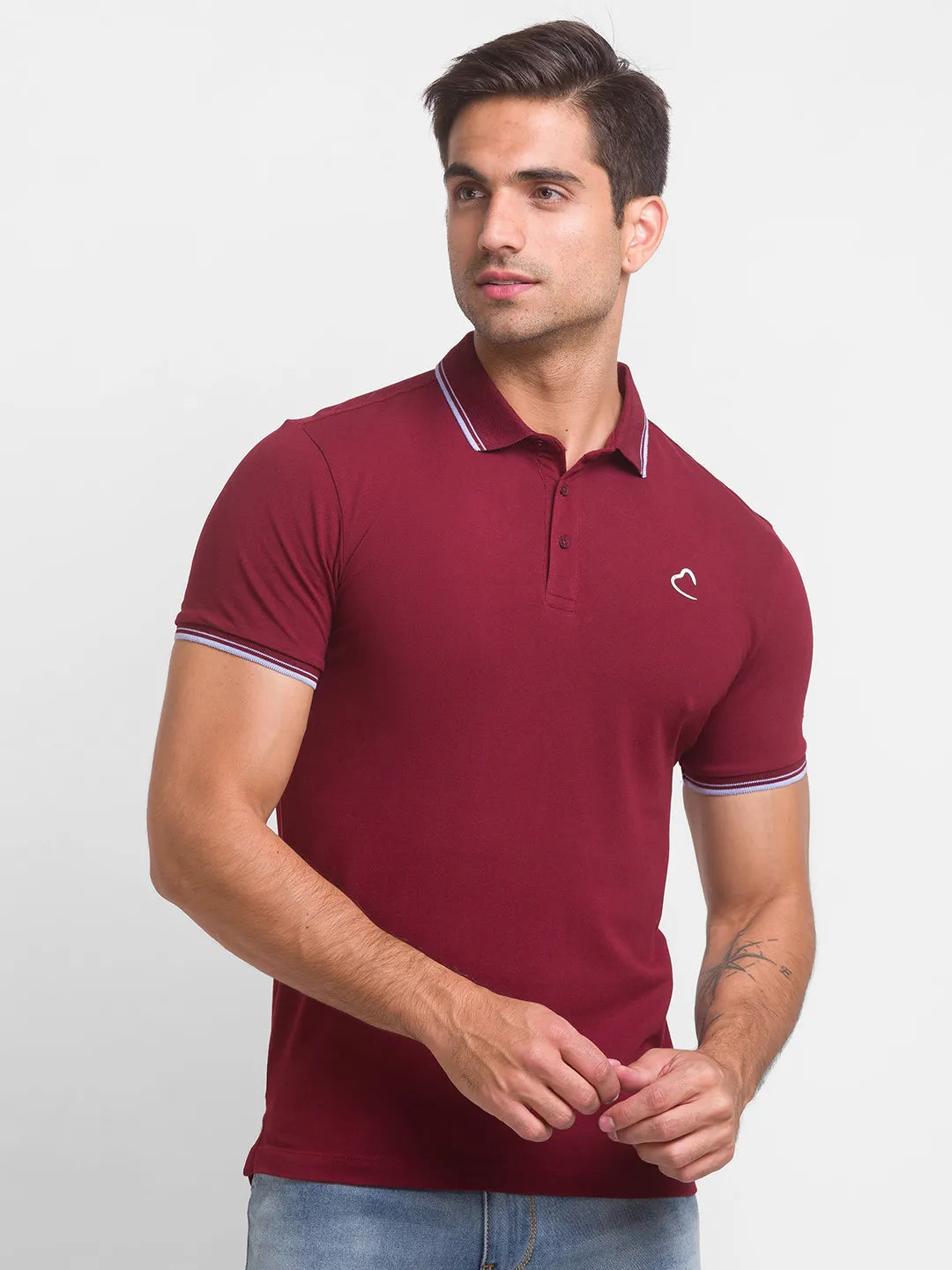 Being Human Clothing Men Regular Fit Polo Neck T-Shirts-Wine