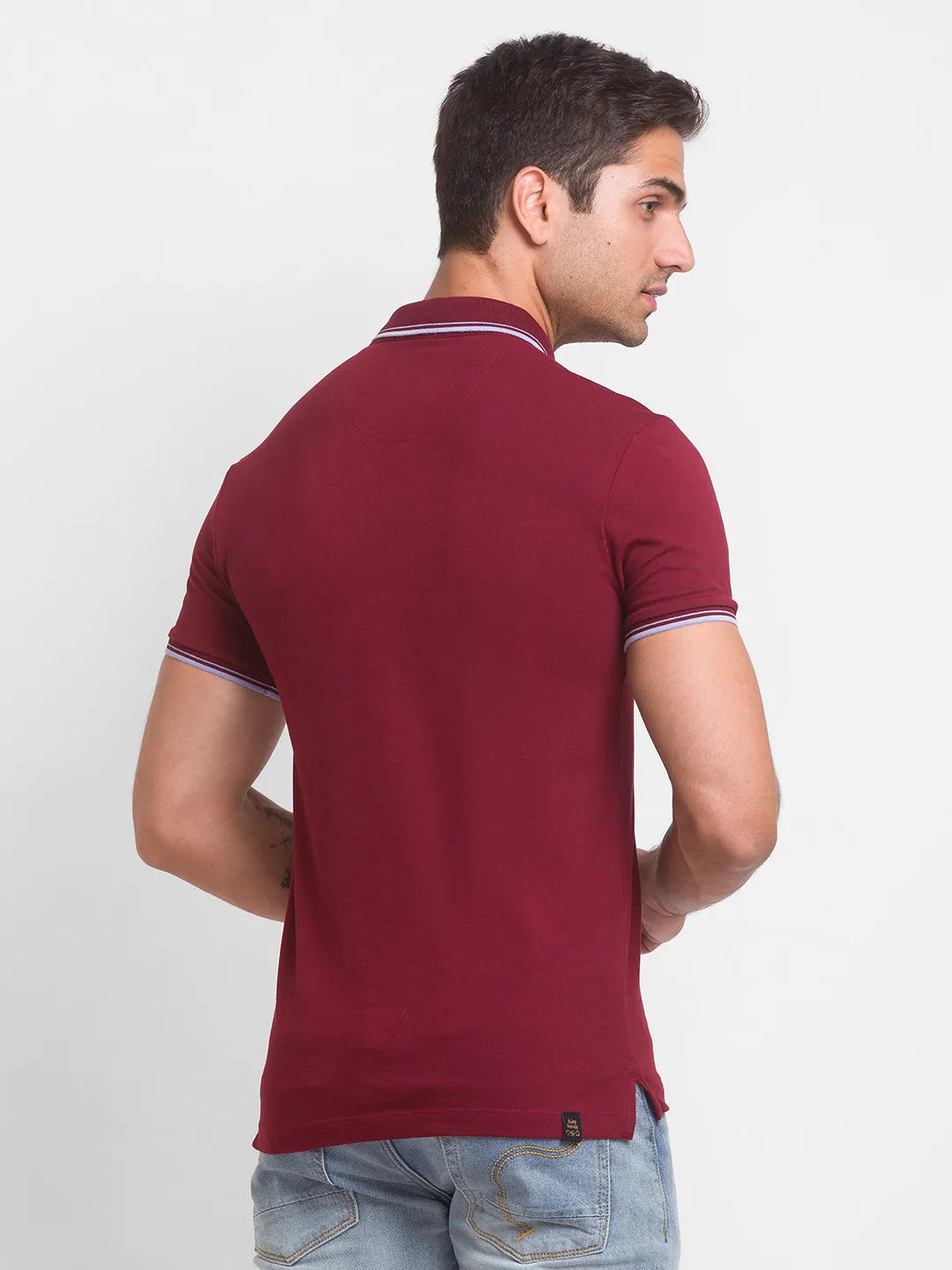 Being Human Clothing Men Regular Fit Polo Neck T-Shirts-Wine