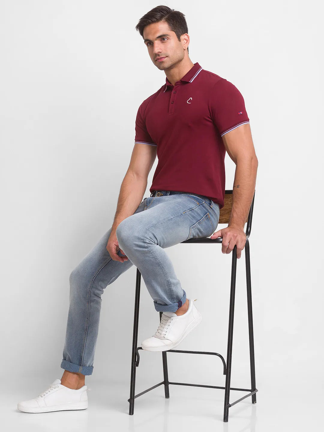 Being Human Clothing Men Regular Fit Polo Neck T-Shirts-Wine