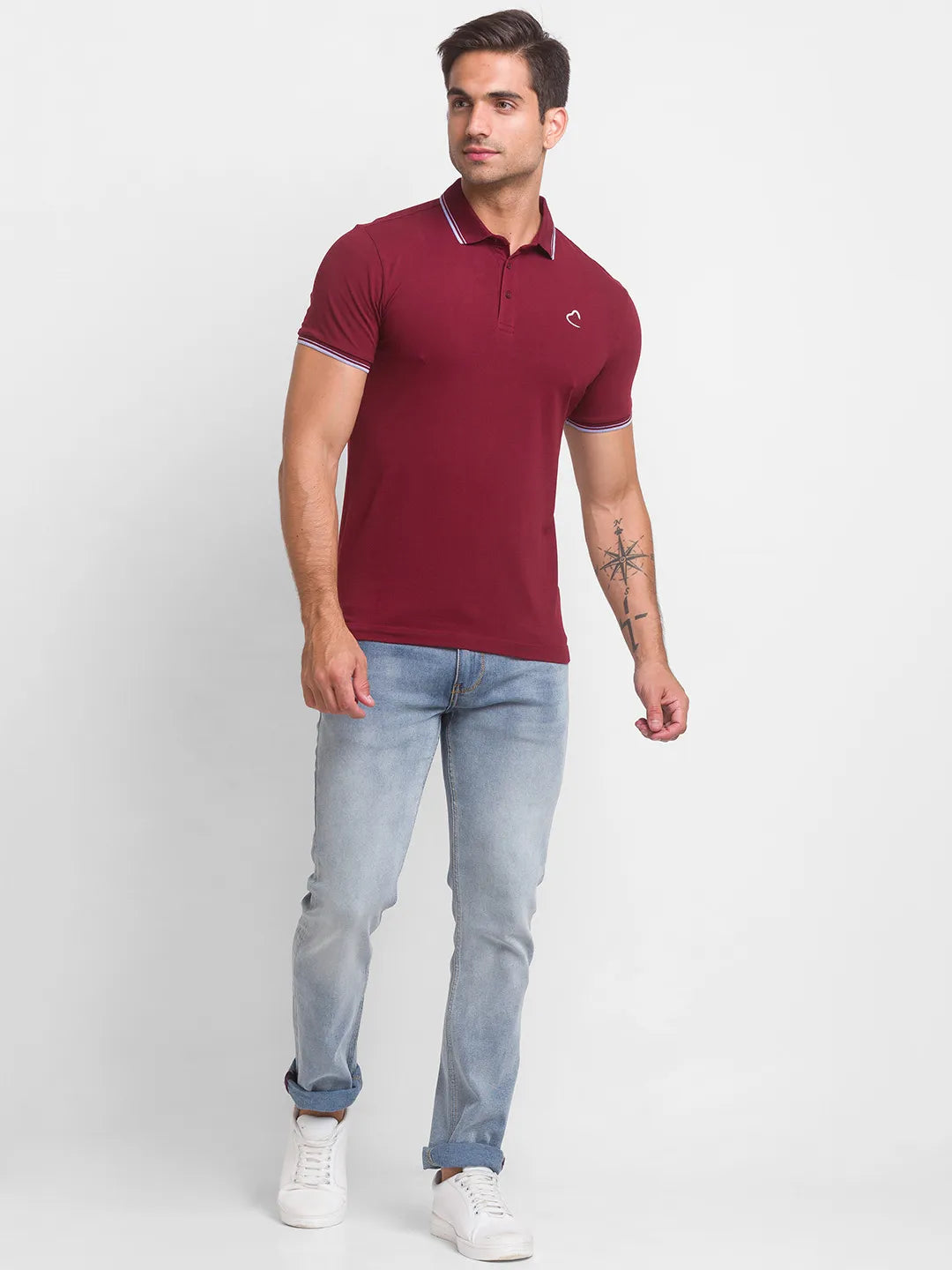 Being Human Clothing Men Regular Fit Polo Neck T-Shirts-Wine