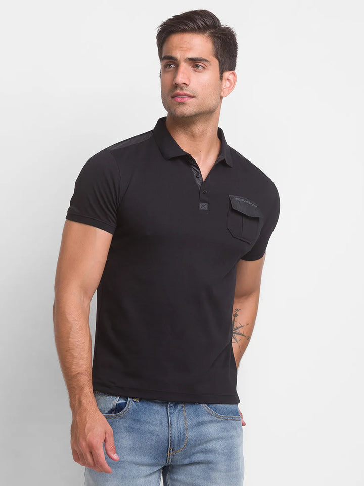Black Regular Fit Men's Polo T-Shirt