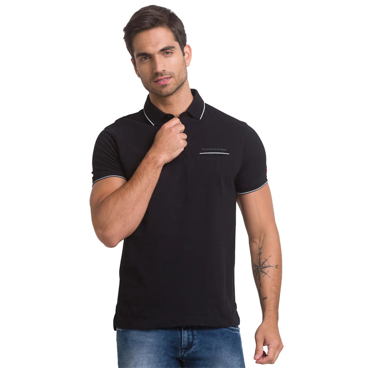 Black Regular Fit Men's Polo T-Shirt