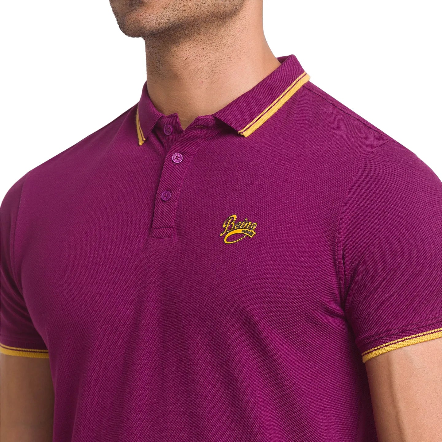 Being Human Clothing Men Regular Fit Polo Neck T-Shirts-Maroon