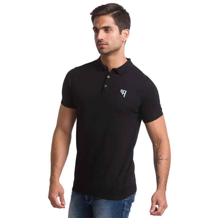 Black Regular Fit Men's Polo T-Shirt