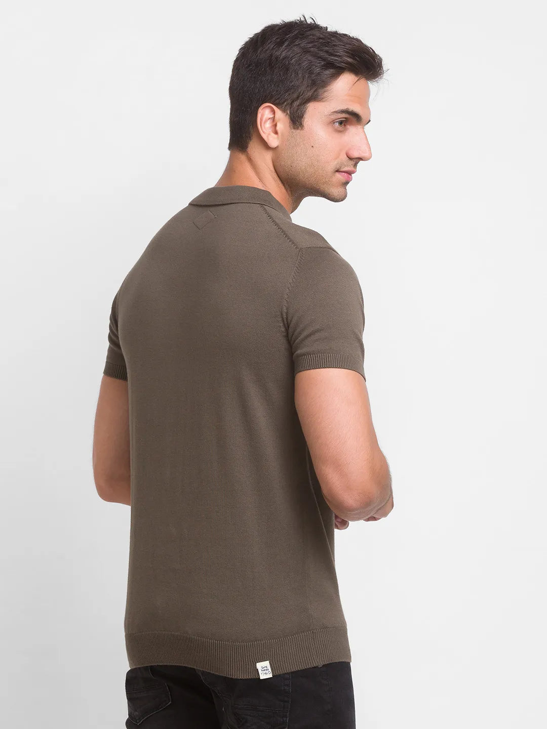 Being Human Clothing Men Regular Fit Polo Neck T-Shirts-Lt.Olive