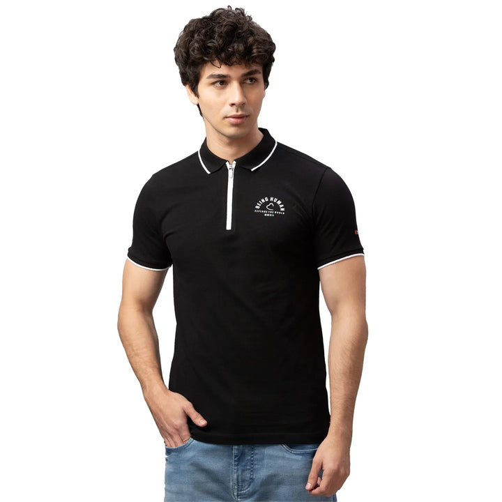 Black Regular Fit Men's Polo T-Shirt