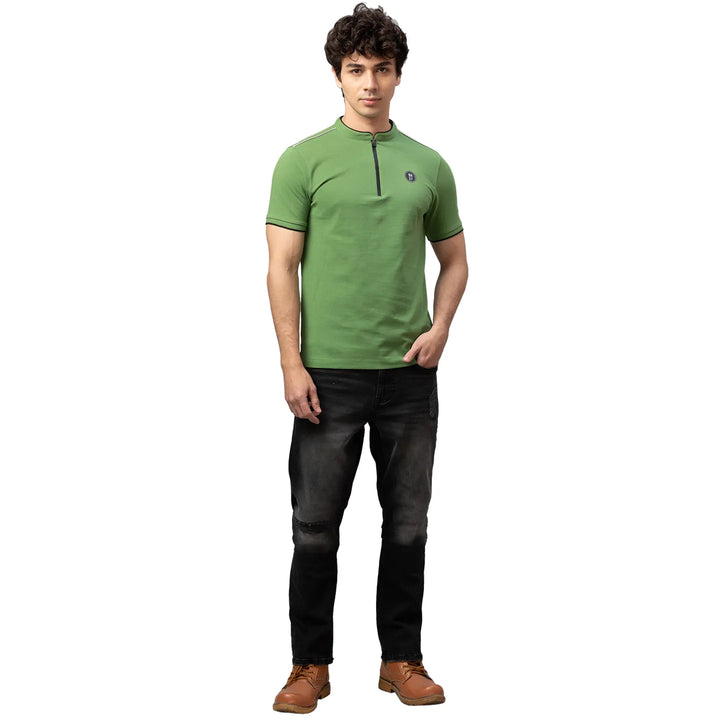 Green Regular Fit Men's Polo T-Shirt by Being Human Clothing