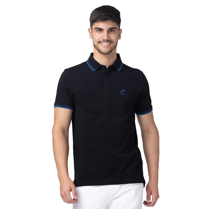 Black Regular Fit Men's Polo T-Shirt by Being Human Clothing