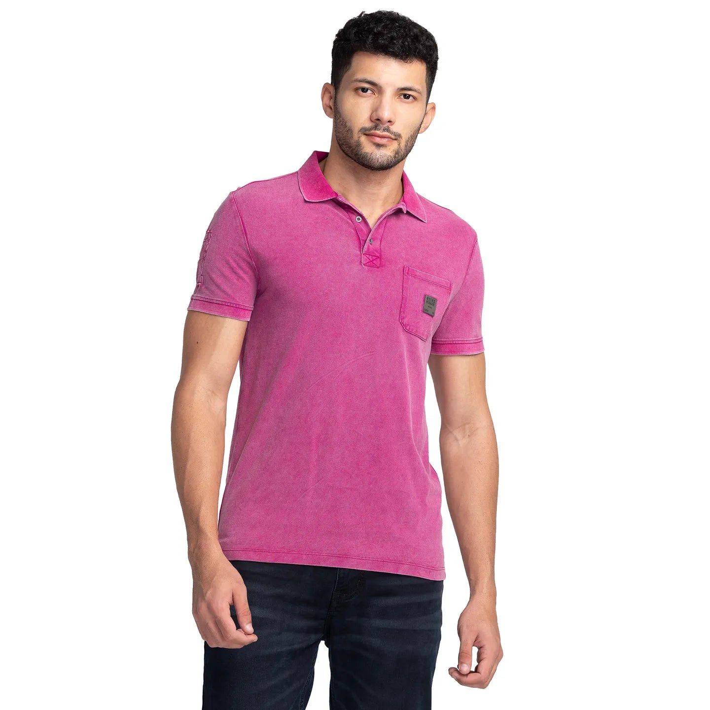 Being Human Clothing Men Regular Fit Polo Neck T-Shirts-Fuchsia