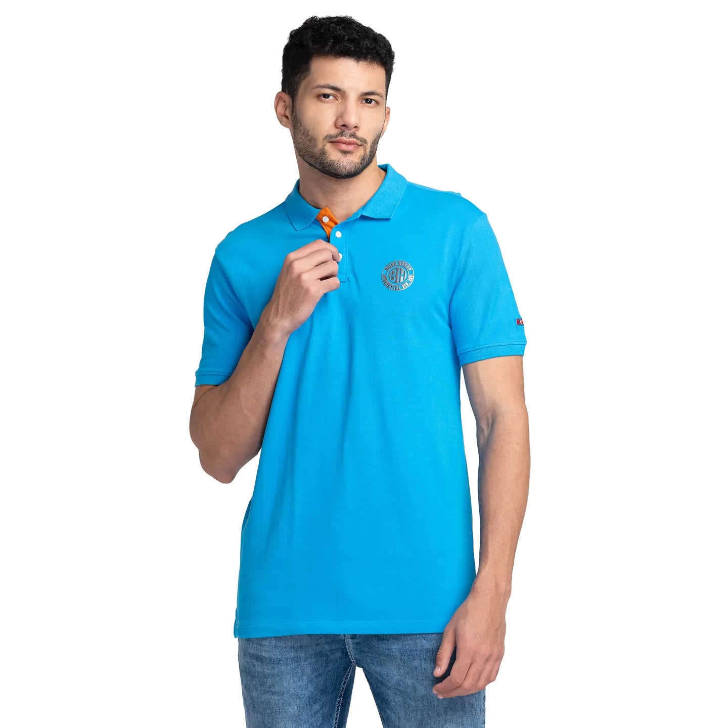 Being Human Clothing Men Regular Fit Polo Neck T-Shirts-Malibu Blue