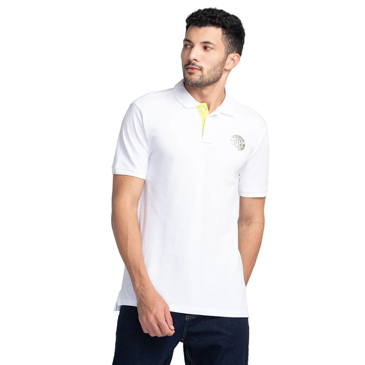 White Regular Fit Men's Polo T-Shirt