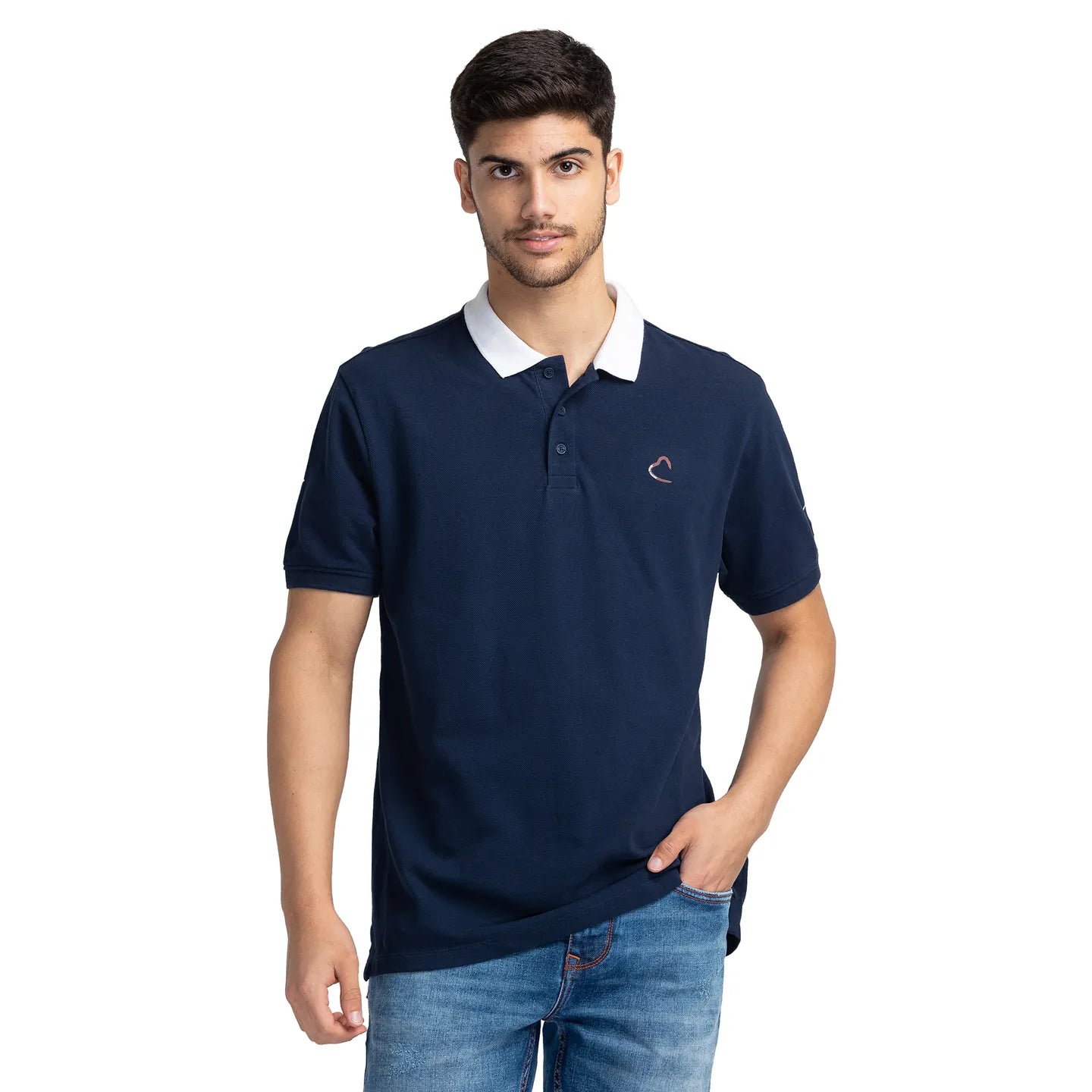 Being Human Clothing Men Regular Fit Polo Neck T-Shirts-Navy