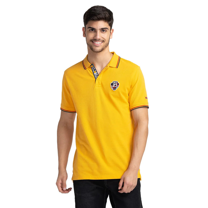 Yellow Regular Fit Men's Polo T-shirt by Being Human Clothing