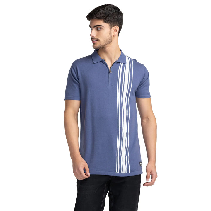 Blue Regular Fit Men's Polo T-shirt by Being Human Clothing