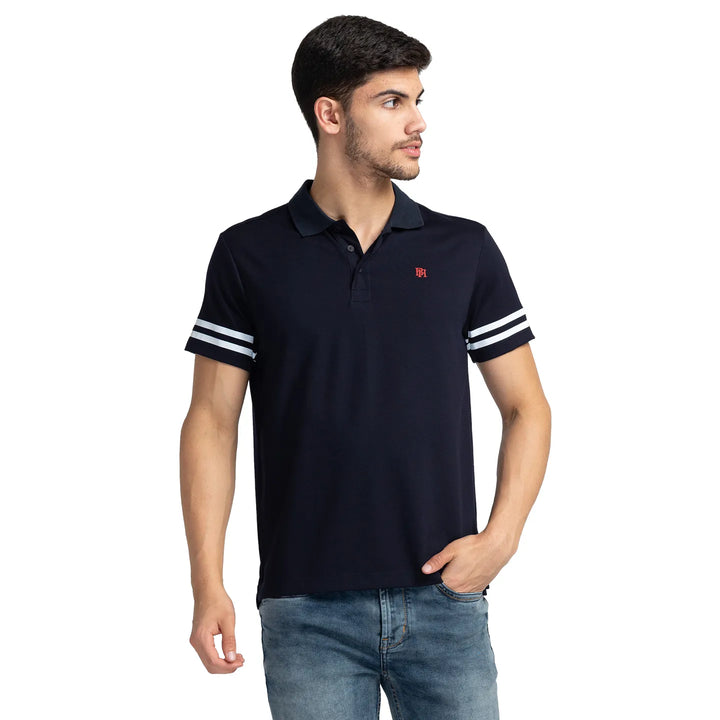 Navy Regular Fit Men's Polo T-shirt by Being Human Clothing