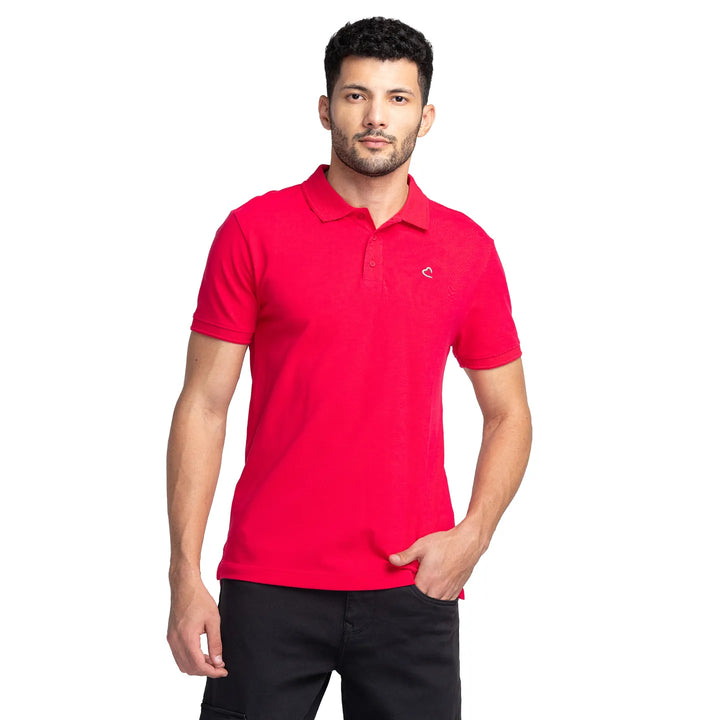 Pink Regular Fit Men's Polo T-Shirt