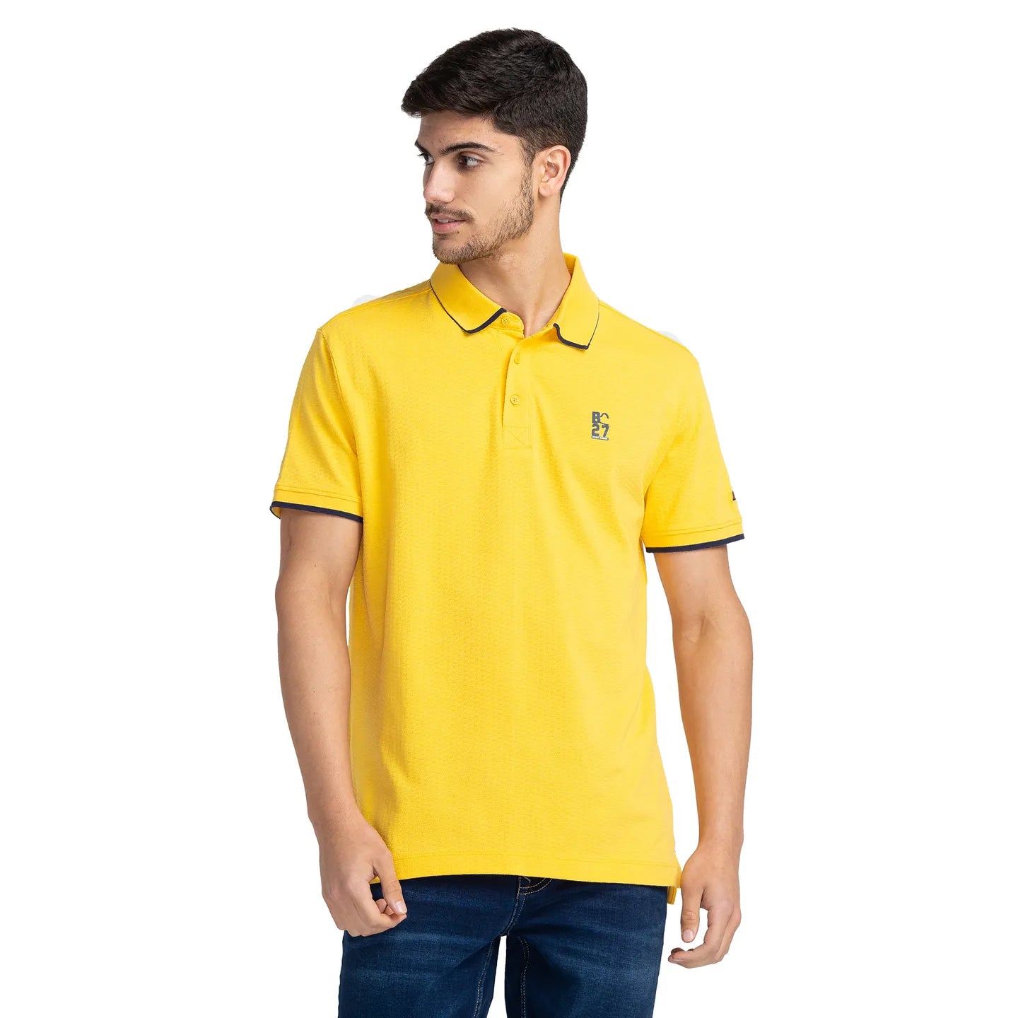 Being Human Clothing Men Regular Fit Polo Neck T-Shirts-Daffodil