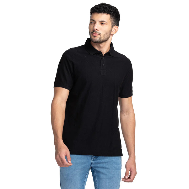 Black Regular Fit Men's Polo T-Shirt