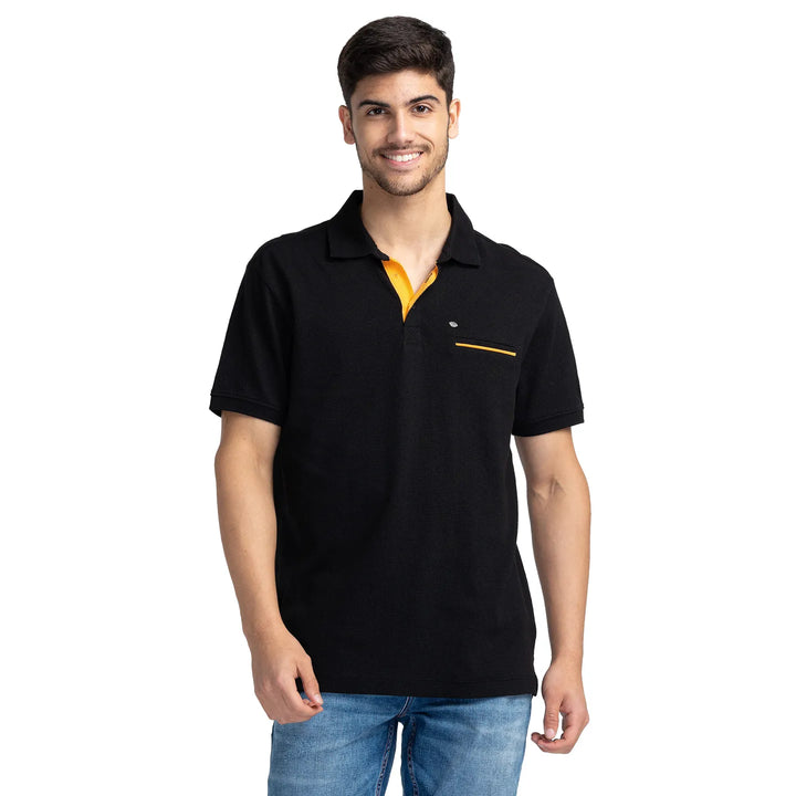 Black Regular Fit Men's Polo T-shirt by Being Human Clothing