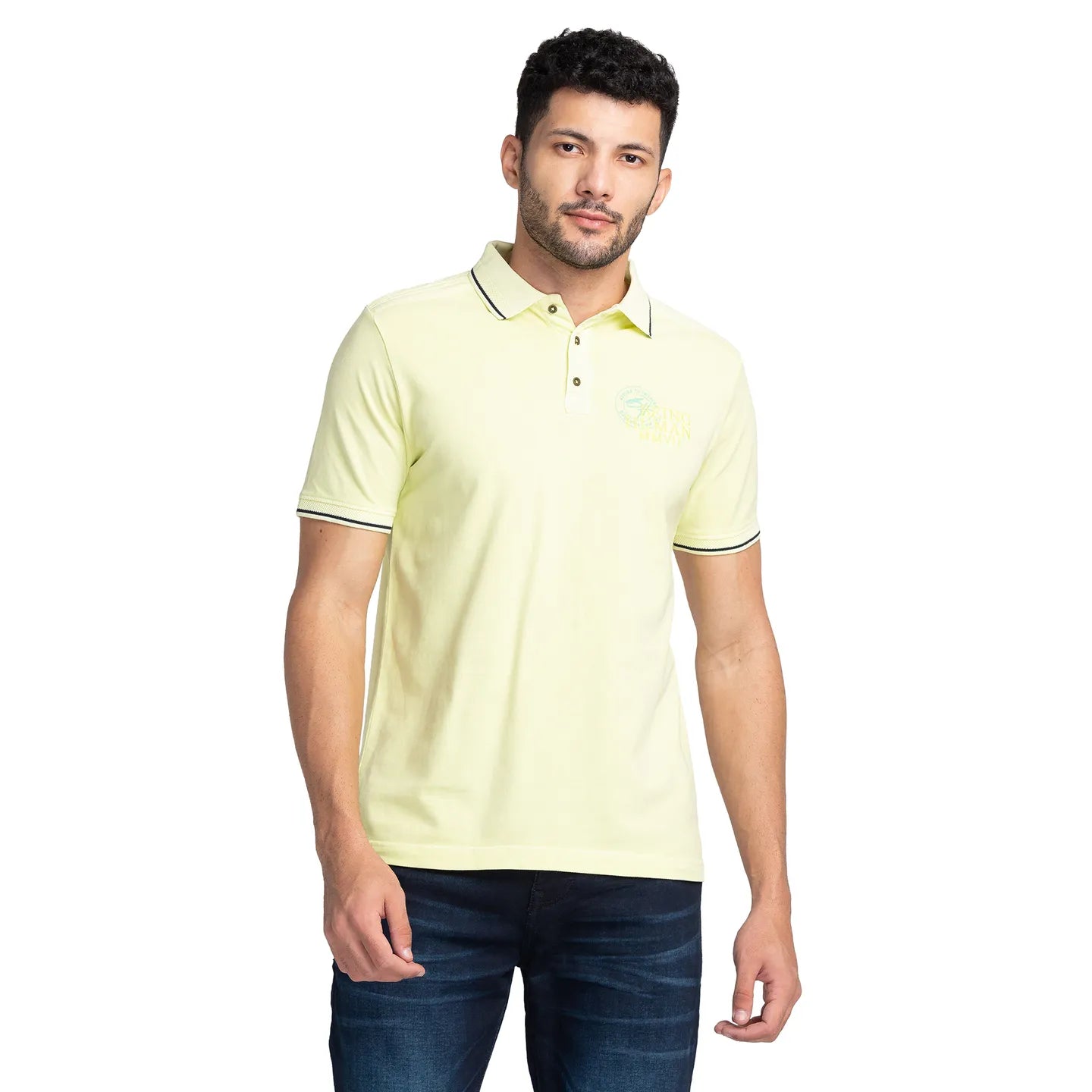 Being Human Clothing Men Regular Fit Polo Neck T-Shirts-Acid Green