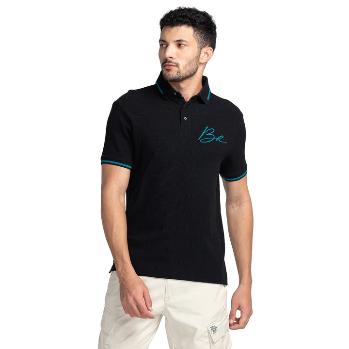 Black Regular Fit Men's Polo T-Shirt