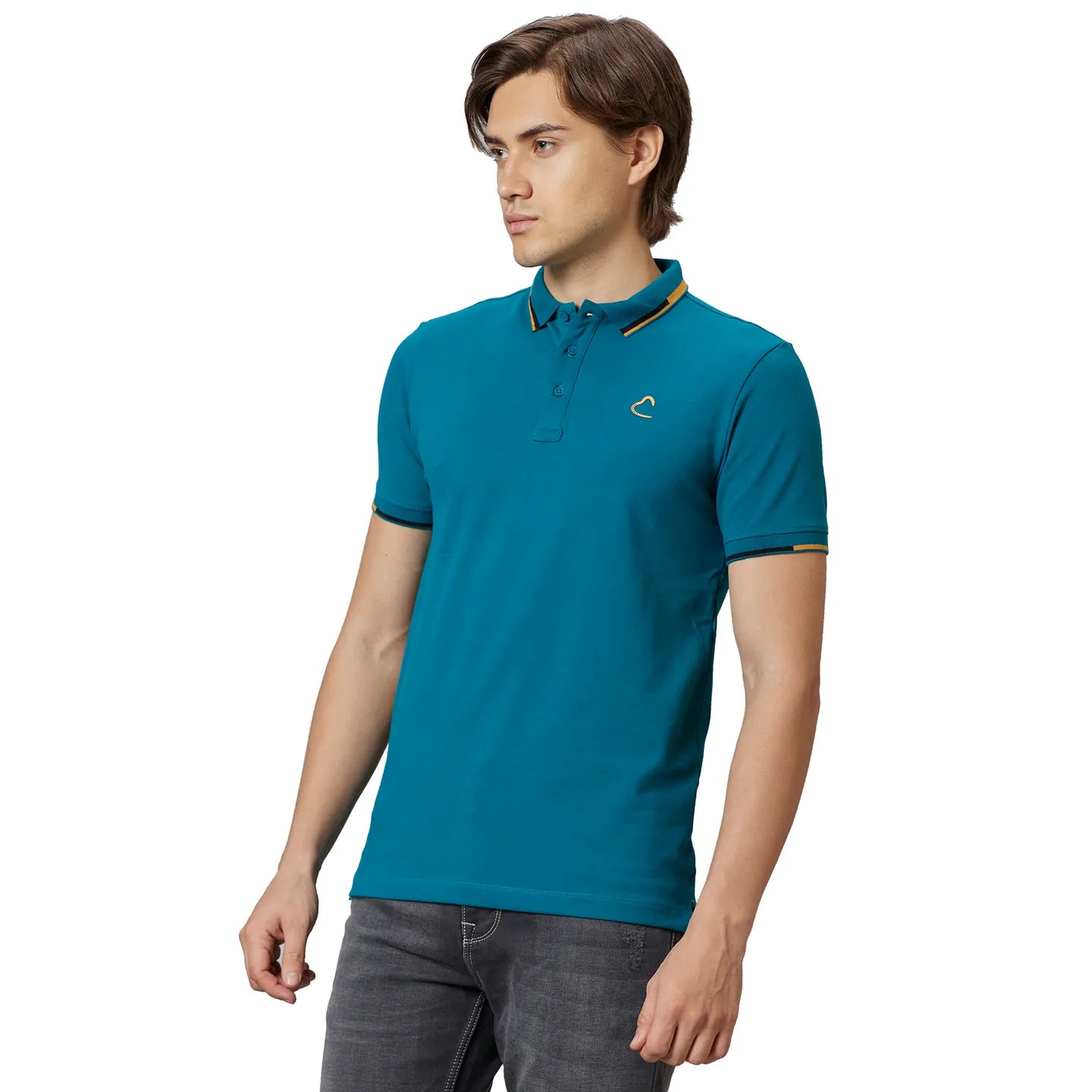 Being Human Clothing Men Regular Fit Polo Neck T-Shirts-Dark Teal