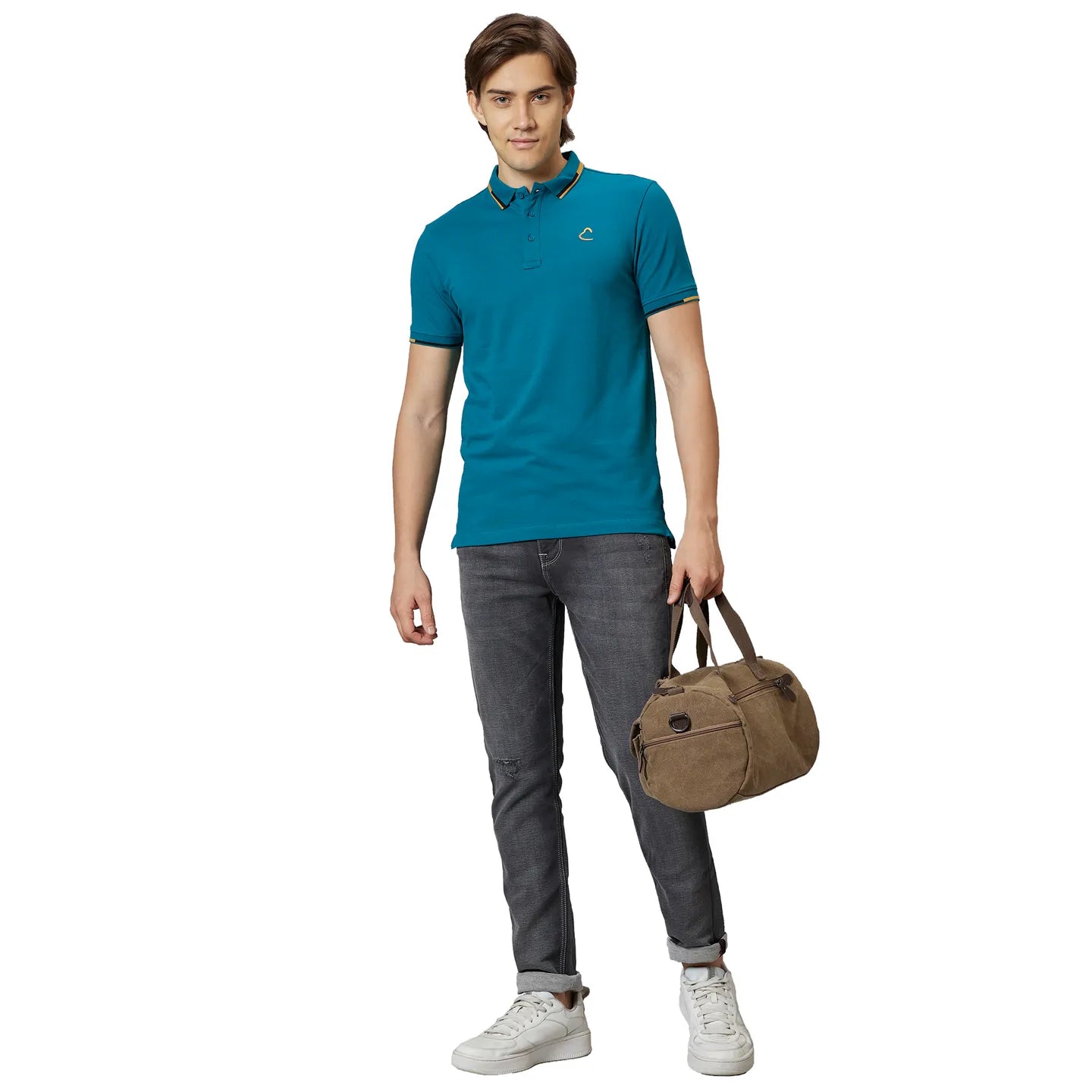 Being Human Clothing Men Regular Fit Polo Neck T-Shirts-Dark Teal