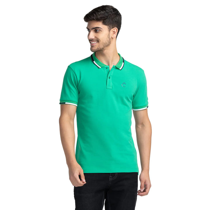 Green Regular Fit Men's Polo T-shirt by Being Human Clothing
