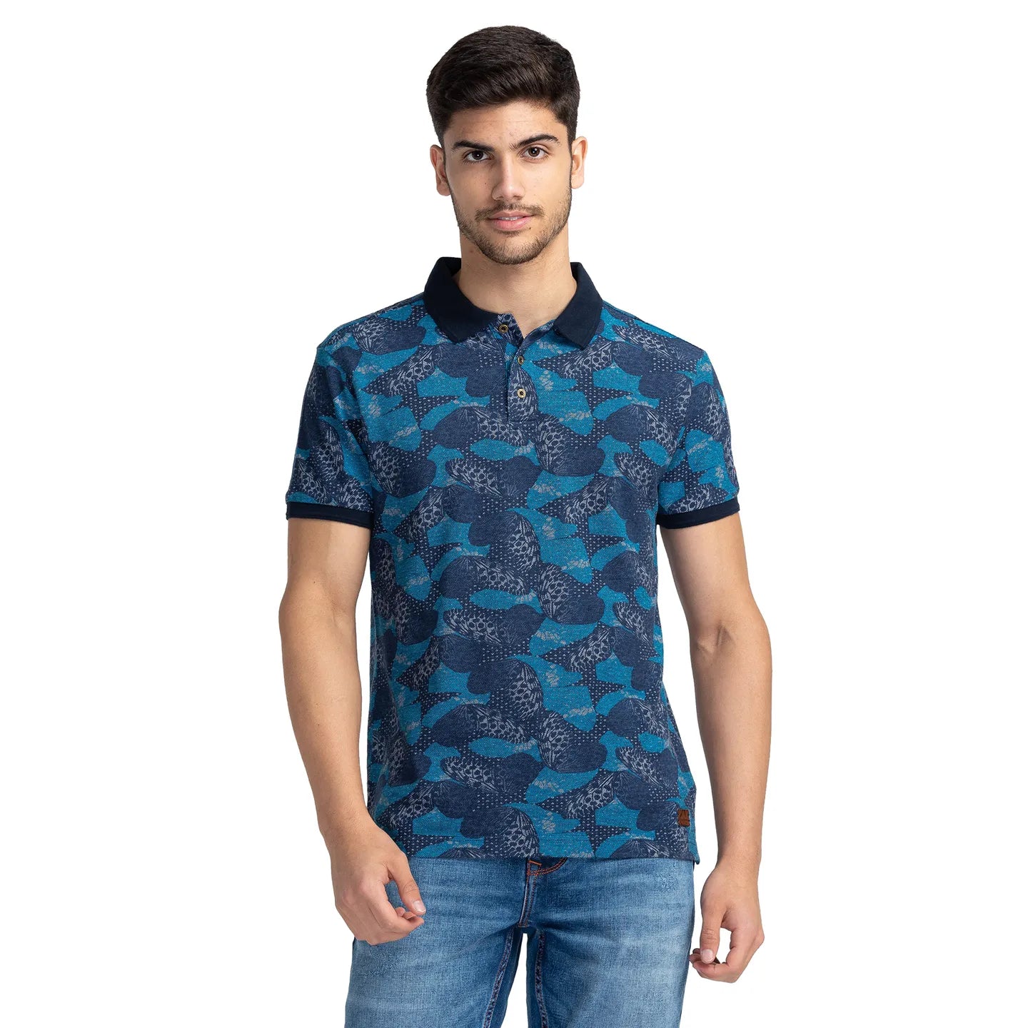 Being Human Clothing Men Regular Fit Polo Neck T-Shirts-Blue