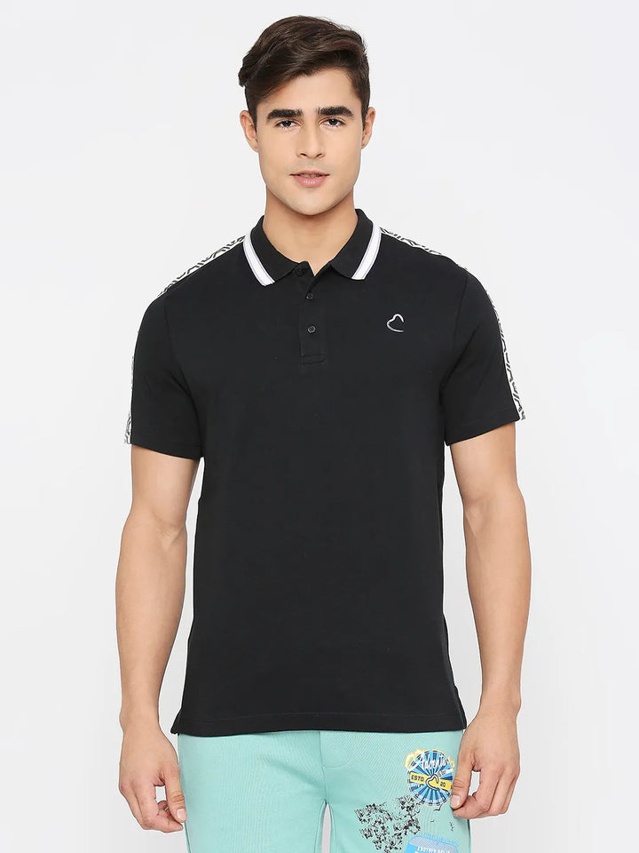 Black Regular Fit Men's Polo T-Shirt