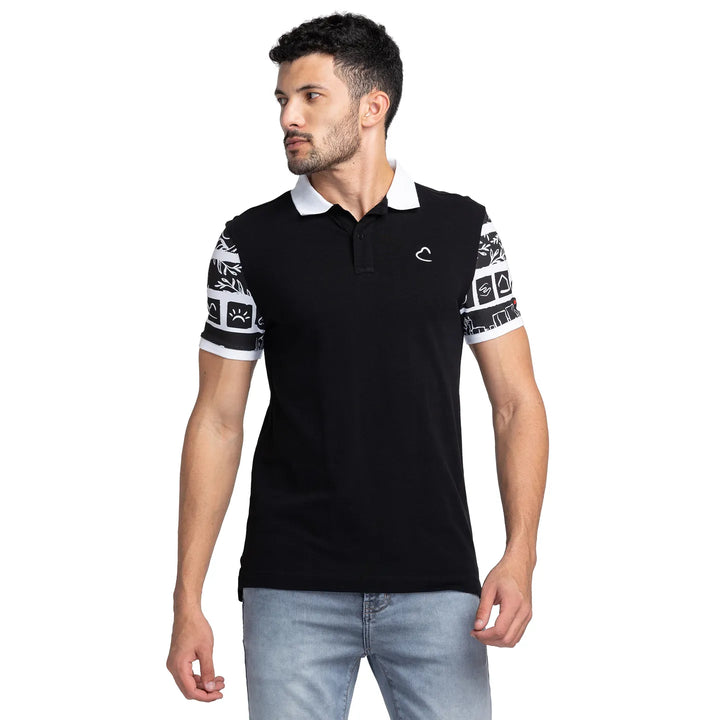 Black Regular Fit Men's Polo T-Shirt