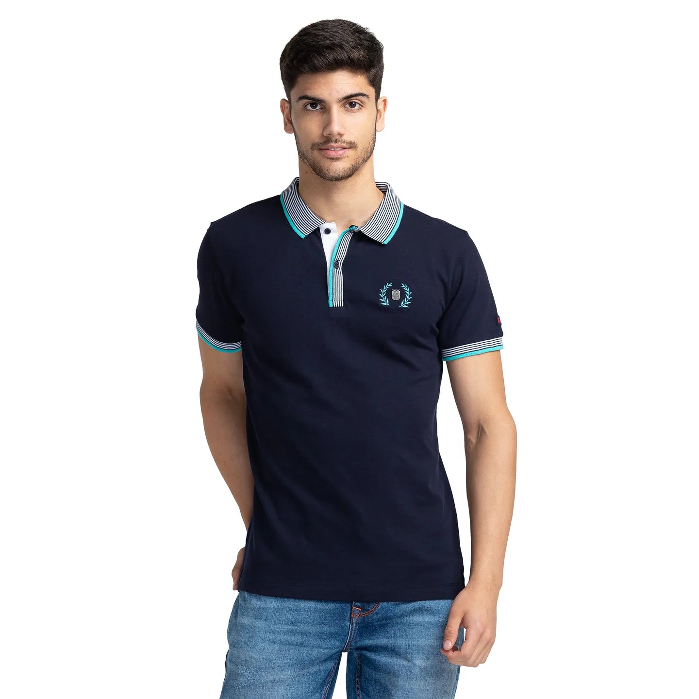 Being Human Clothing Men Regular Fit Polo Neck T-Shirts-Navy