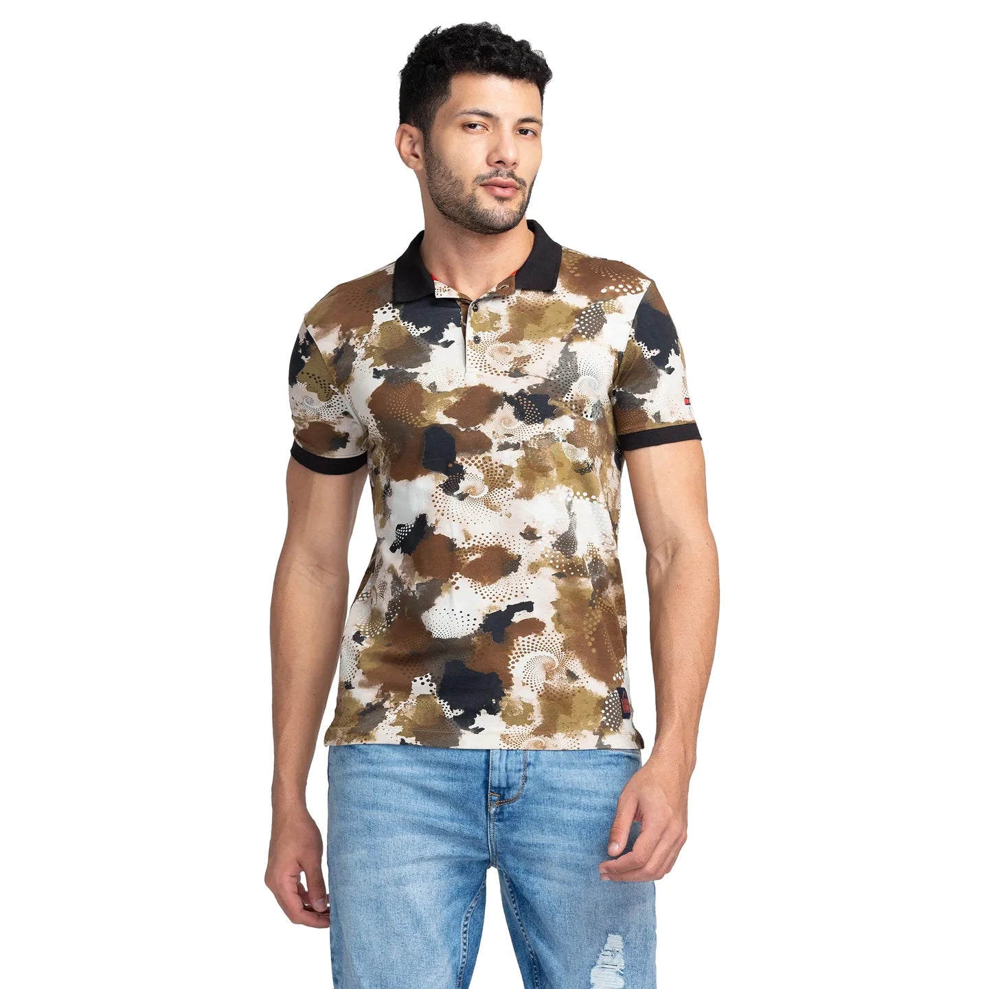 Being Human Clothing Men Regular Fit Polo Neck T-Shirts-Brown