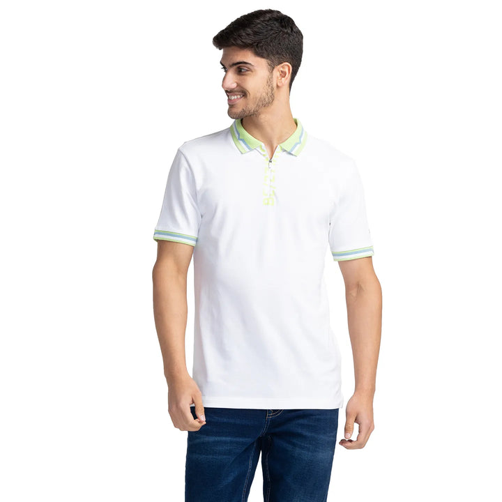 White Regular Fit Men's Polo T-shirt by Being Human Clothing