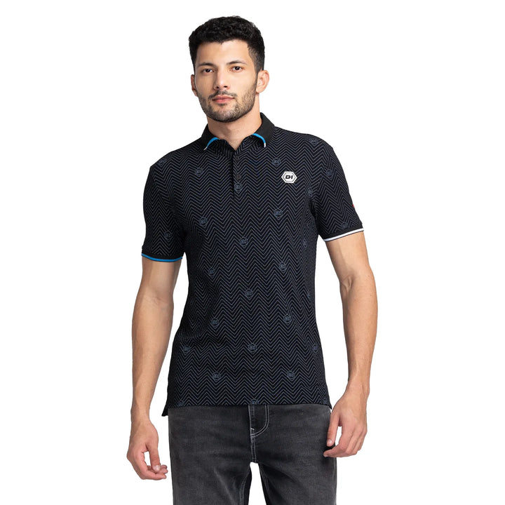 Black Regular Fit Men's Polo T-Shirt
