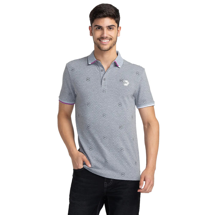 Grey Regular Fit Men's Polo T-Shirt by Being Human Clothing