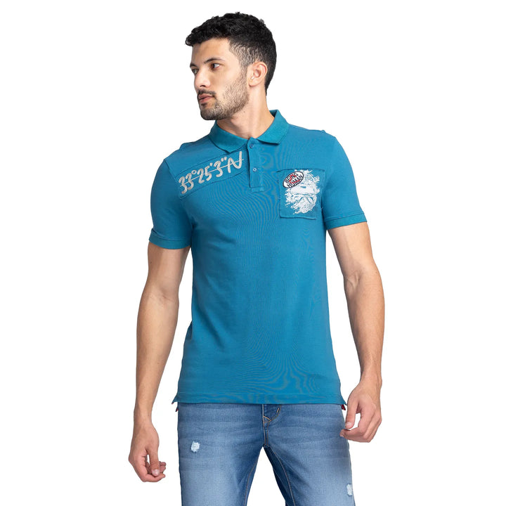Blue Regular Fit Men's Polo T-Shirt