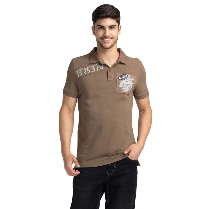 Brown Regular Fit Men's Polo T-Shirt