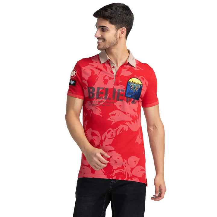 Red Regular Fit Men's Polo T-Shirt