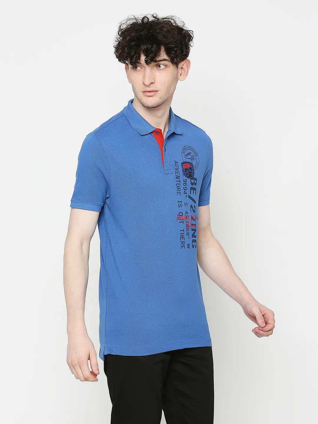 Blue Regular Fit Men's Polo T-Shirt by Being Human Clothing