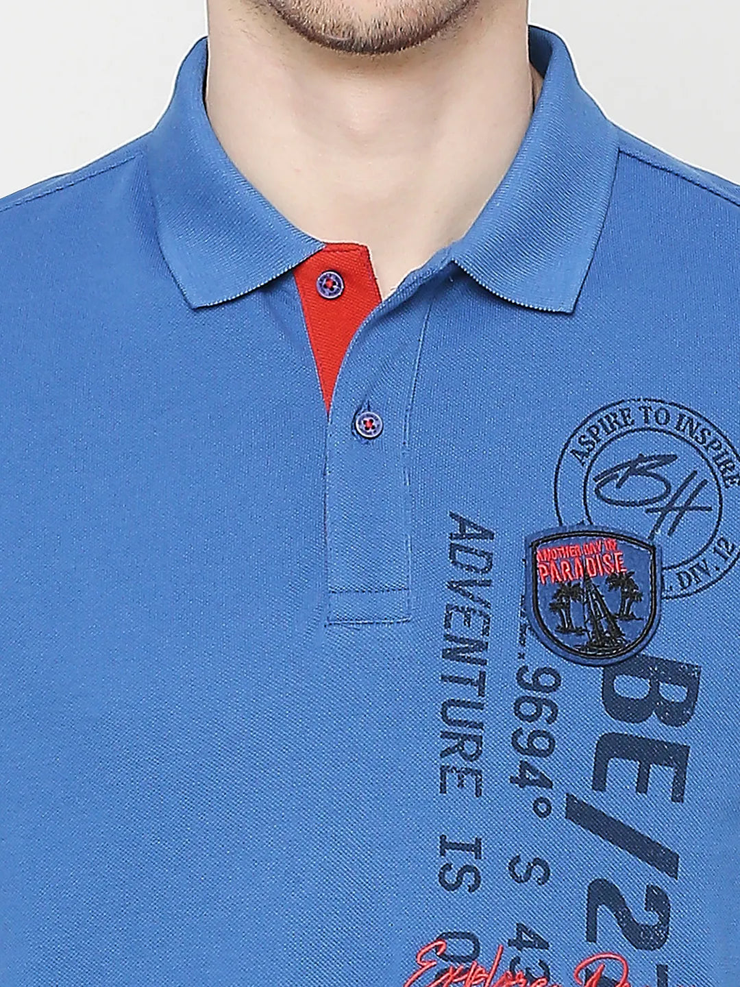 Blue Regular Fit Men's Polo T-Shirt by Being Human Clothing