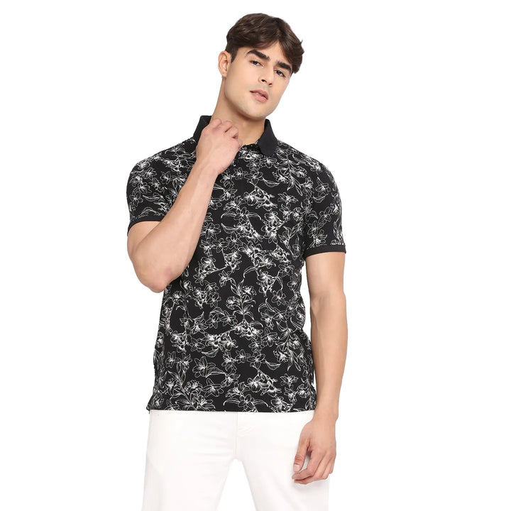 Black Regular Fit Men's Polo T-Shirt