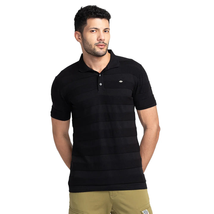 Black Regular Fit Men's Polo T-Shirt