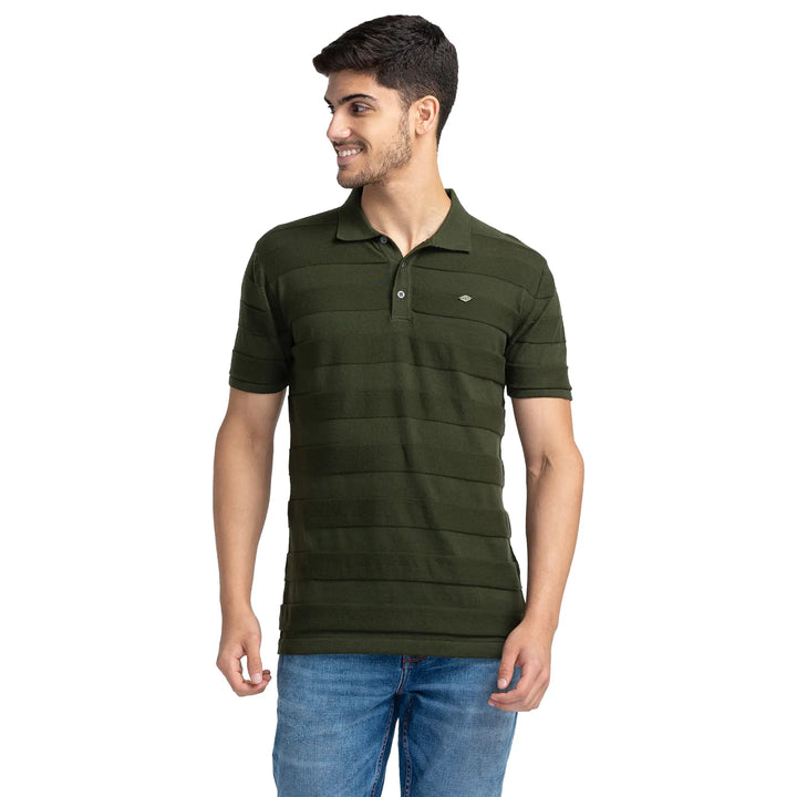 Green Regular Fit Men's Polo T-Shirt by Being Human Clothing